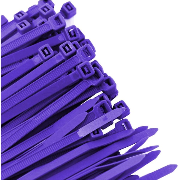 Cable Tie, 11 in L, 3 in Max Bundle Dia., Purple, Nylon 6/6, 50 lb Strength, 100 PK
